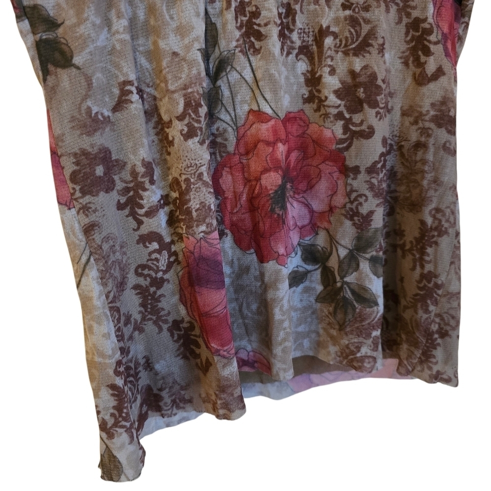 Weston Wear Floral Mesh Top V-Neck Sheer Overlay M - Picture 6 of 11